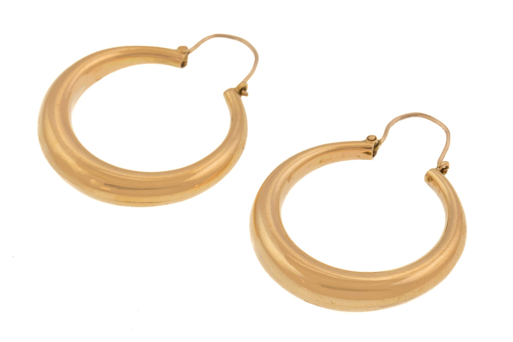Chunky 9ct Gold Polished Hoop Earrings, 27mm