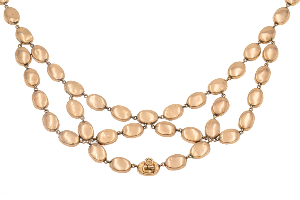Georgian 9ct Gold Flat-Cut Garnet Cascade Necklace (36.75ct), 16"