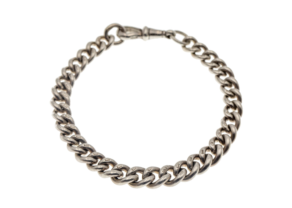 8" Antique Silver Curb Chain Bracelet (27.9g)