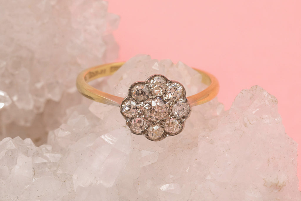 Art Deco 18ct Diamond Cluster Engagement Ring, 0.20ct