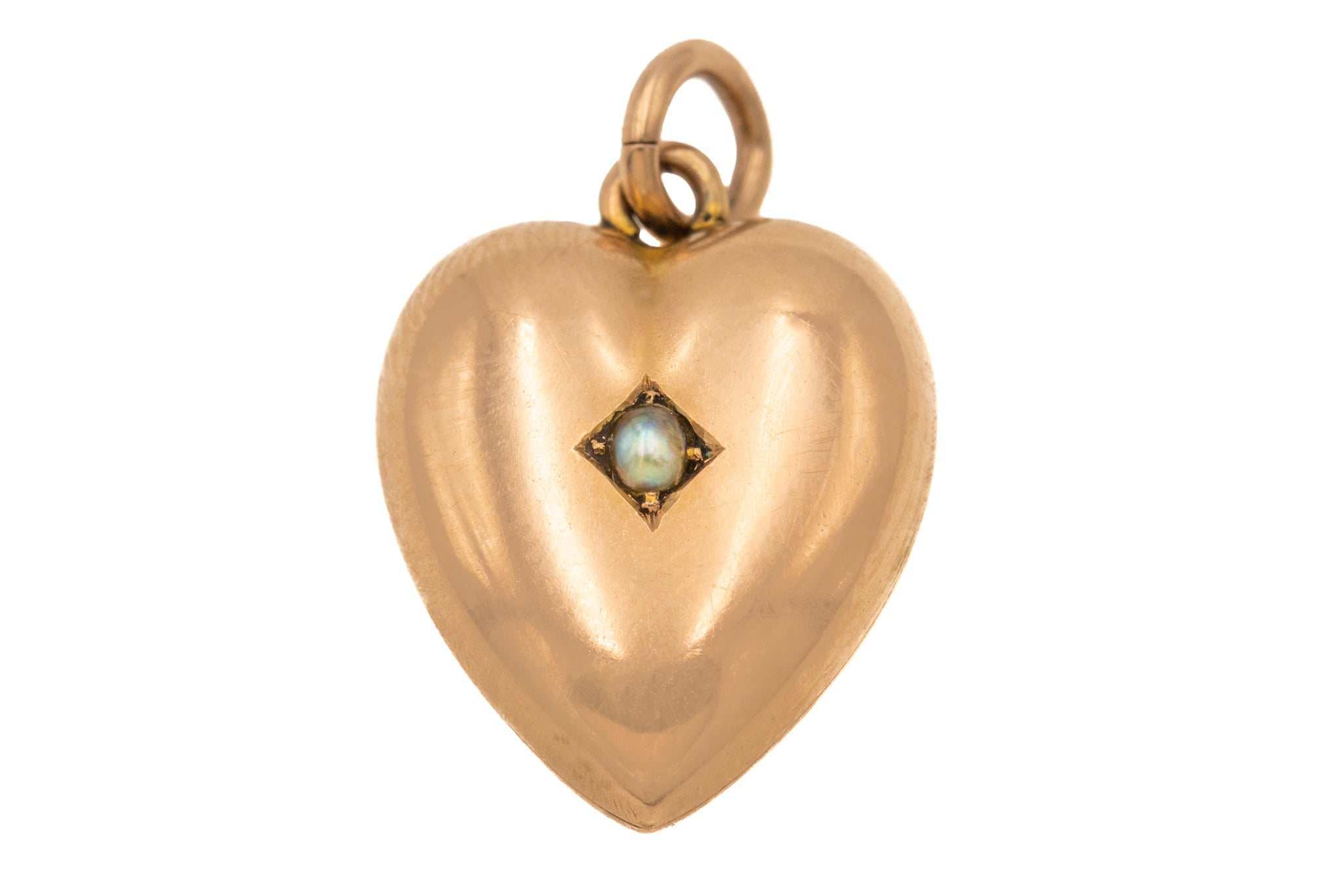 Antique 9ct Gold Pearl Puffy Heart Pendant – Lillicoco