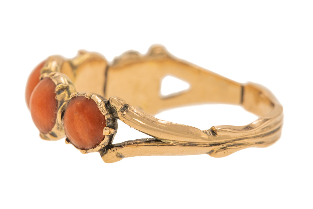 Georgian 9ct Gold Coral Five Stone Ring