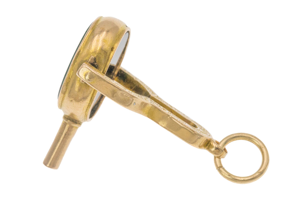Victorian 15ct Gold Cased Bloodstone & Onyx Swivel Watch Key Pendant