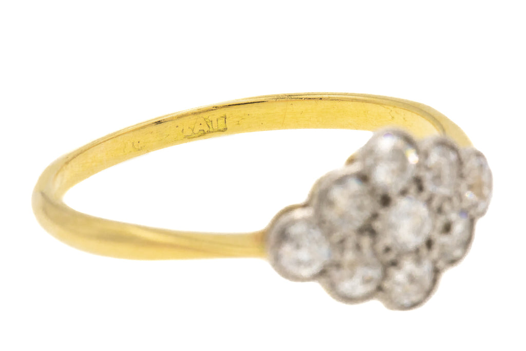 Antique Old European Cut Diamond Cluster Engagement Ring, 0.40ct - 18ct Gold & Platinum