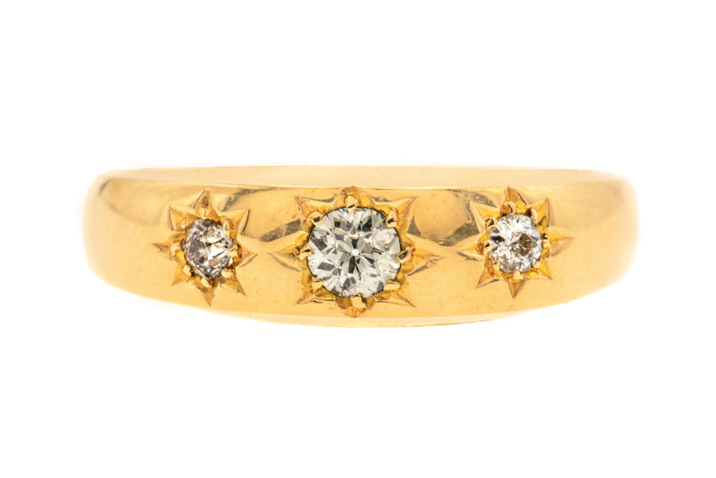 Antique 18ct Gold Diamond Trilogy "Gypsy" Ring, 0.18ct