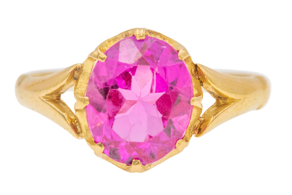 Antique 18ct Gold Synthetic Ruby Ring, 2.00ct