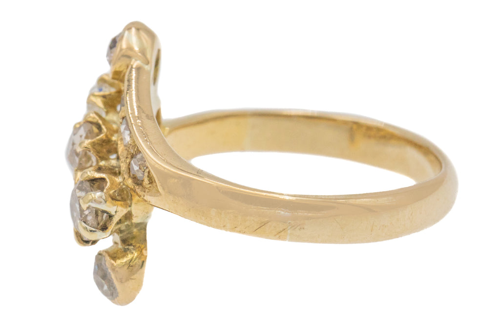 Antique 18ct Gold Diamond Bypass Ring, 0.90ct