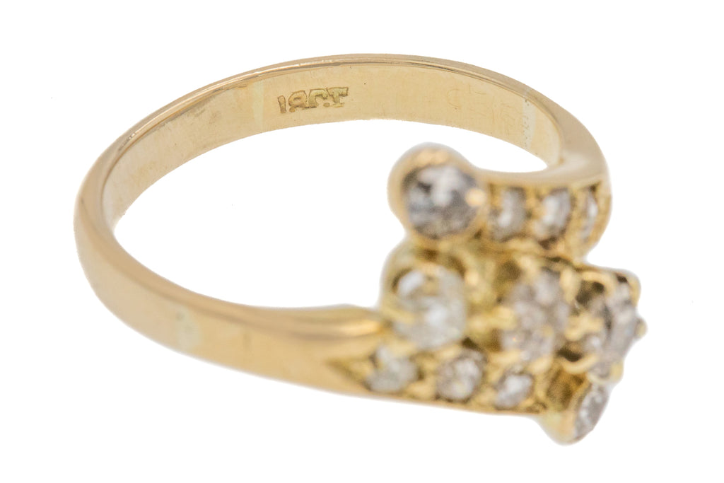 Antique 18ct Gold Diamond Bypass Ring, 0.90ct