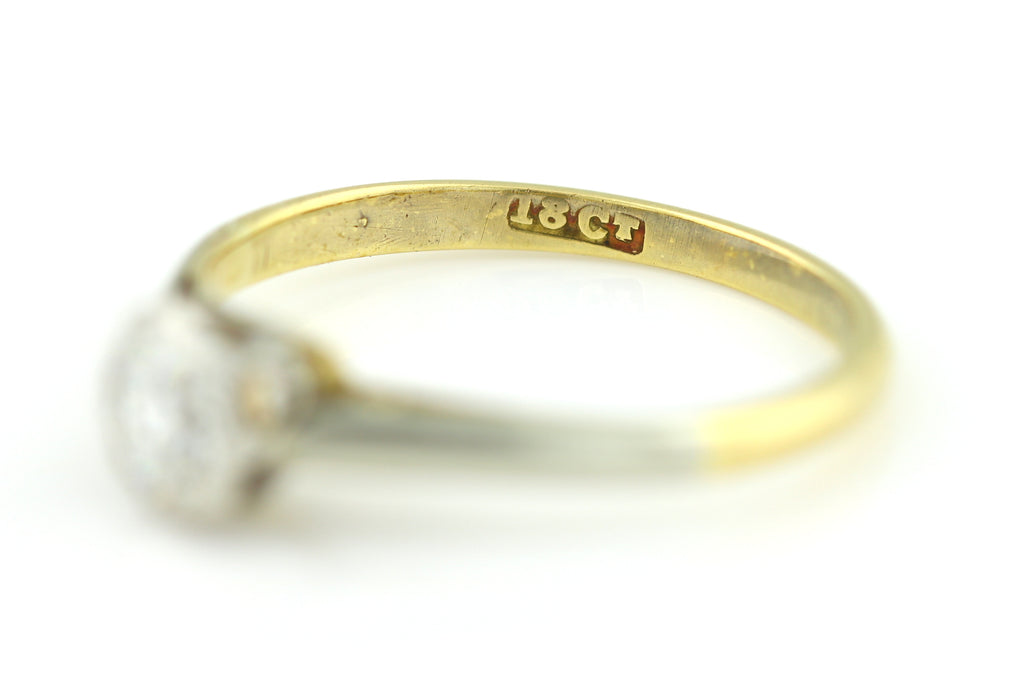 Antique Edwardian 18ct Gold Old European Cut Diamond Ring (0.50ct) c.1905