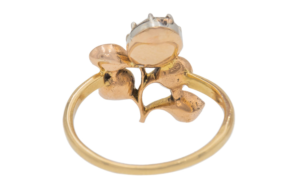 Georgian 9ct Gold Flat Cut Garnet & Paste Giardinetti Ring