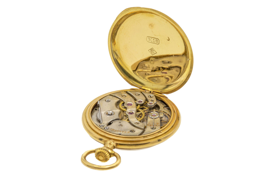 Antique 18ct Gold Powder Blue Enamel Pocket Watch -"TM"