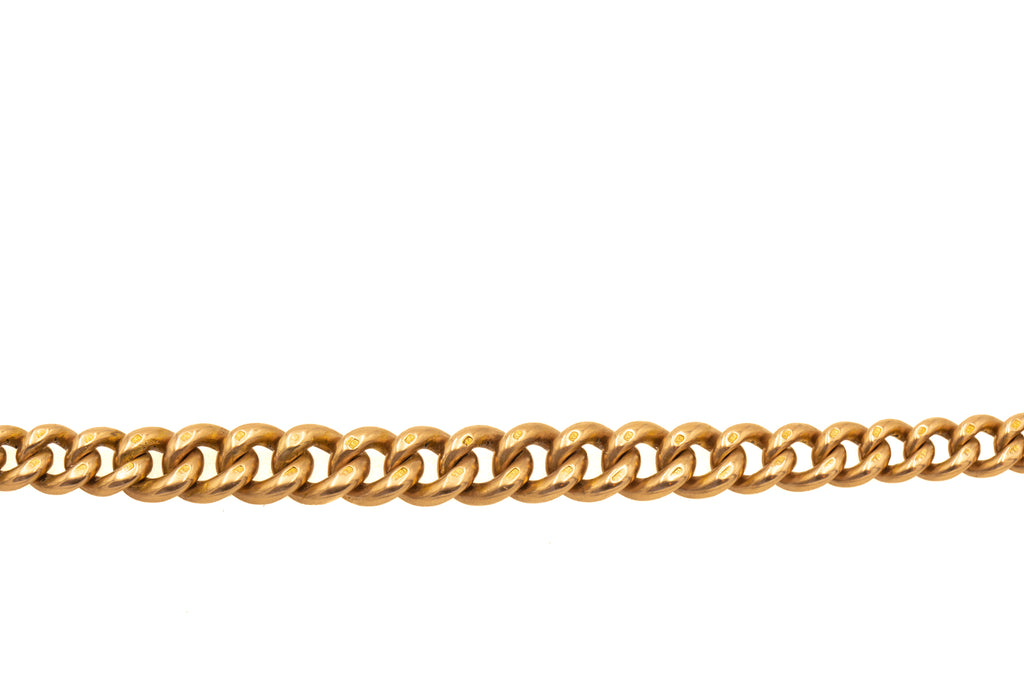 15.5" Antique 15ct Gold Graduated Curb Albert Chain, 53.8g