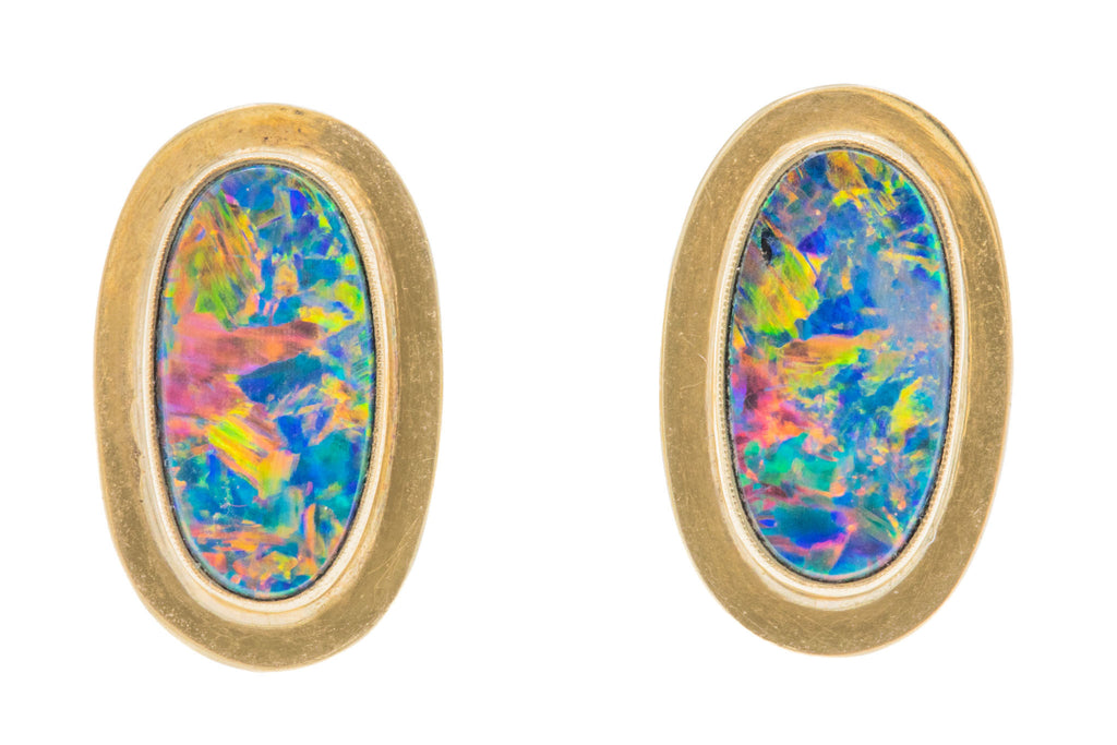 Art Deco 10ct Gold Opal Stud Earrings