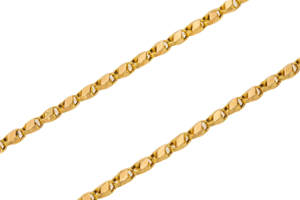 16" Antique 9ct Gold Tulip Link Chain, 10.8g