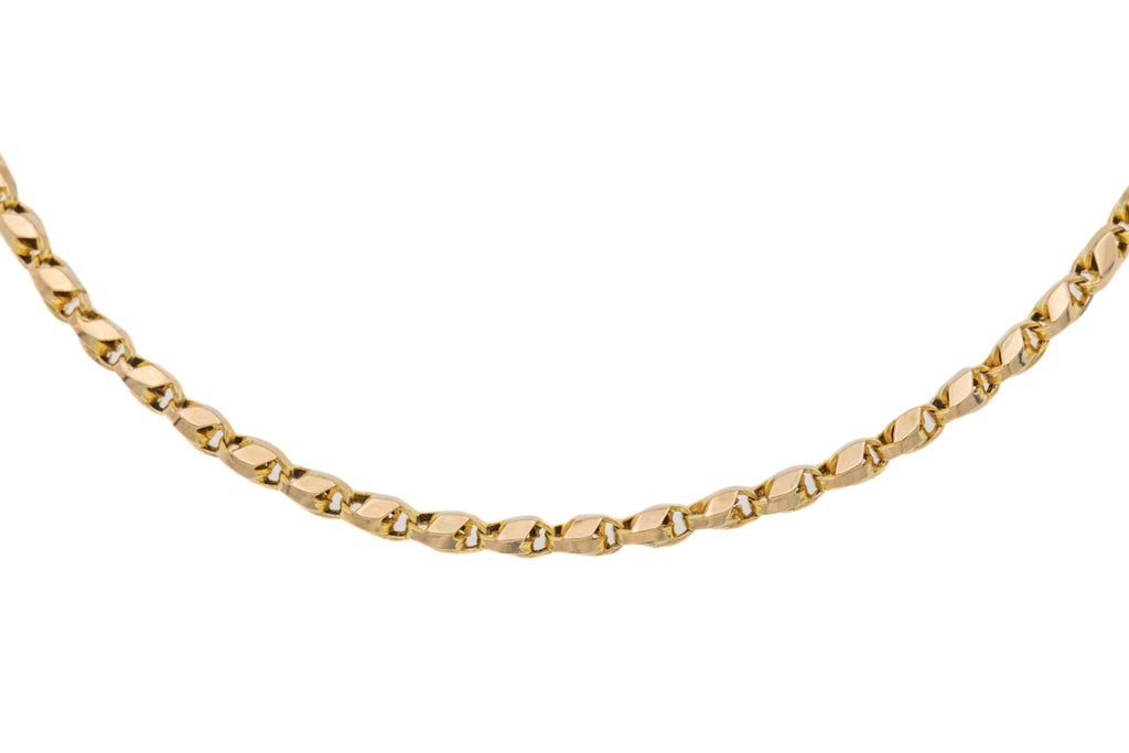 15" Antique 9ct Gold Tulip Link Chain, 10.1g