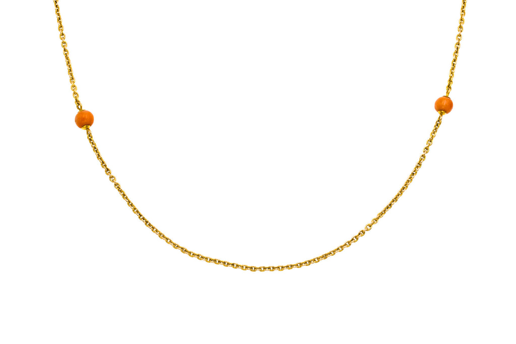 55.5" 15ct Gold Coral Long Guard Chain, 20g