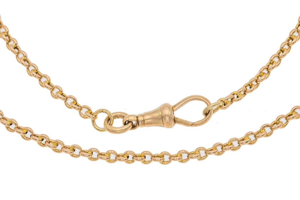 17.5" Antique 15ct Gold Belcher Chain, Charm Holder (6.8g)
