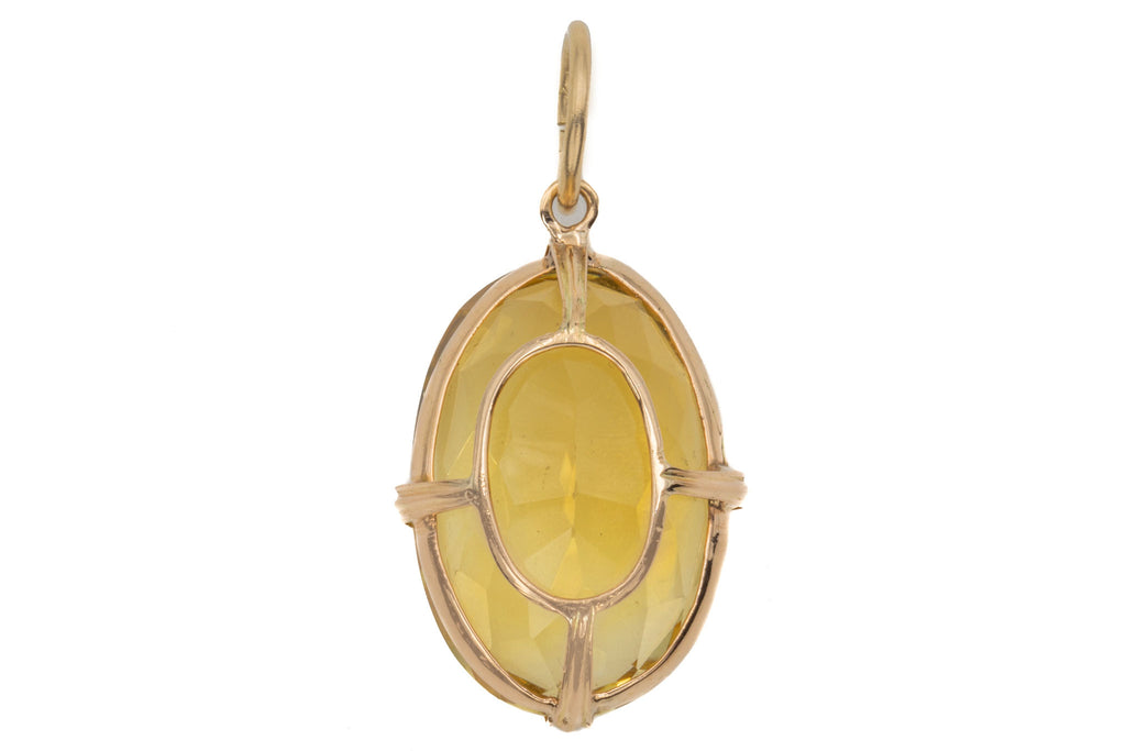 Large 9ct Gold Citrine Oval Pendant, 52.00ct