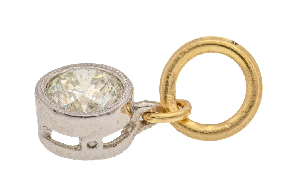 0.35ct Art Deco 18ct Gold Platinum Bezel Set Diamond Charm - H-i Colour, Si-I Clarity