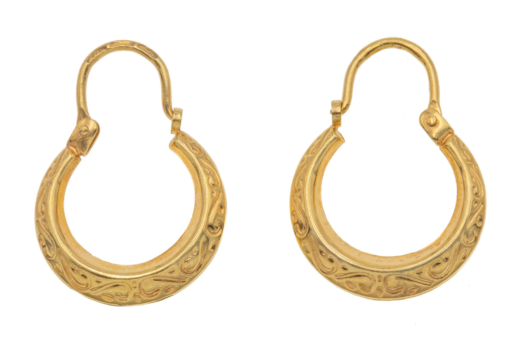 Dainty 9ct Gold Engraved Hoops