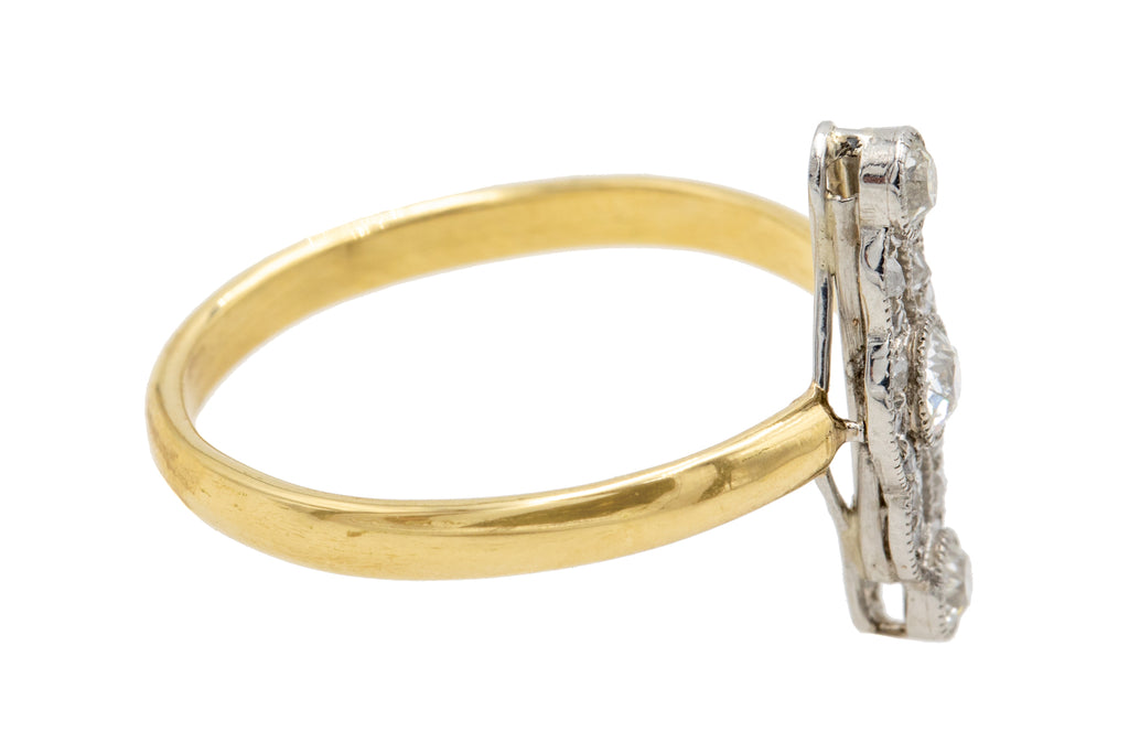 Art Deco 18ct Gold Platinum Diamond Ring, 0.28ct