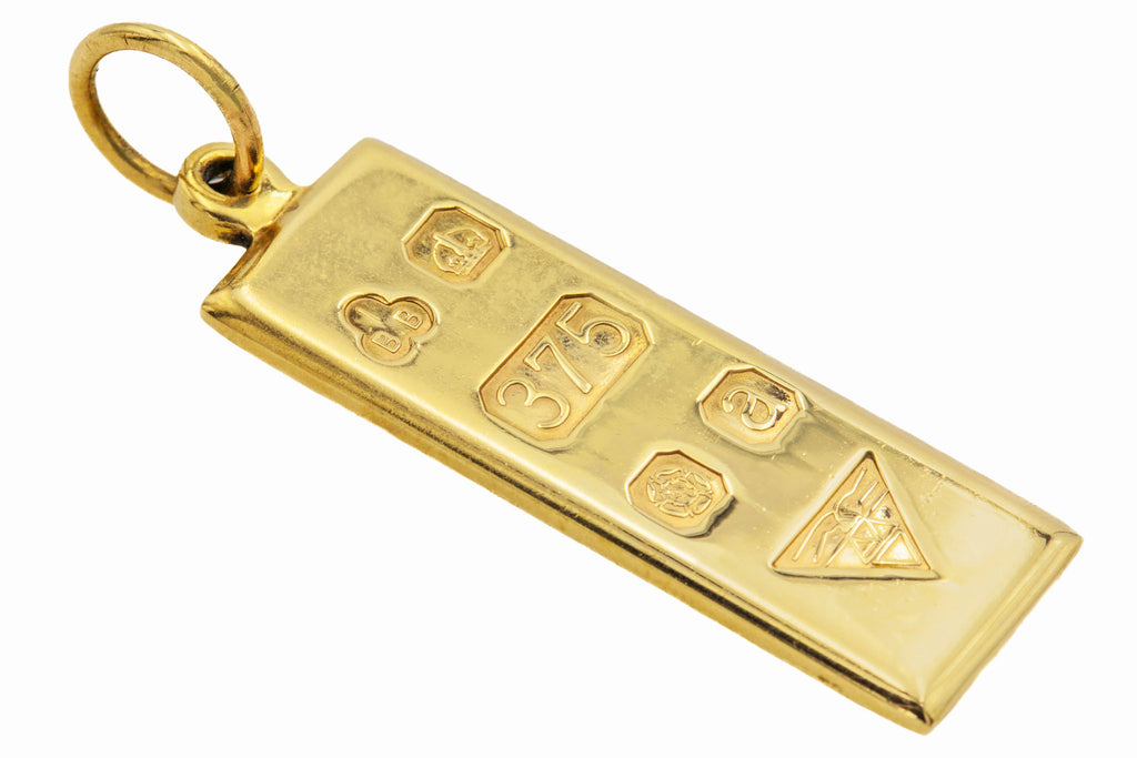 Solid 9ct Gold Millennium Ingot Pendant, 8.2g