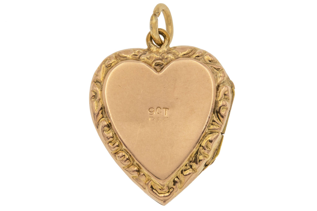 Antique 9ct Gold Embossed Heart Locket