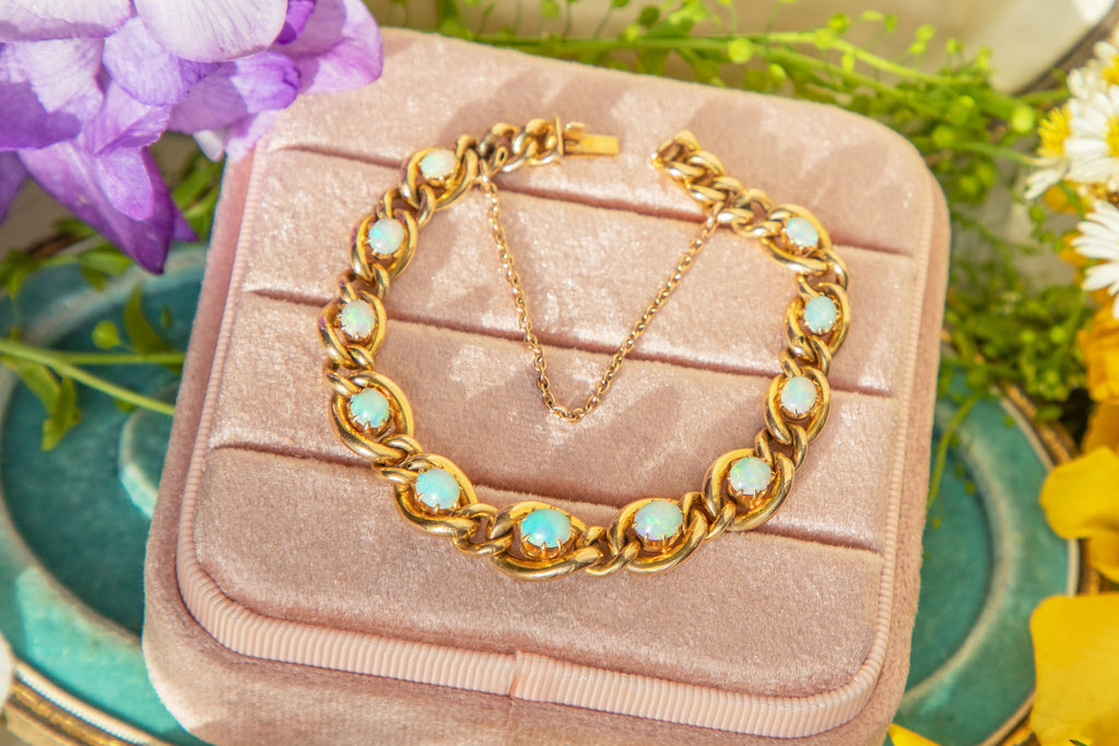 6.5" Victorian 15ct Gold Opal Bracelet, 2.30ct