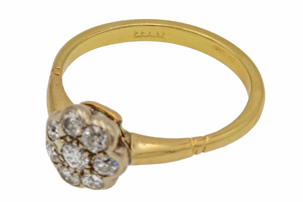 Antique 18ct Gold Diamond Daisy Flower Cluster Ring, 0.30ct