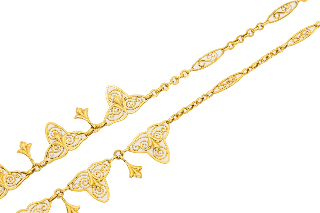 17.5" French 18ct Gold Fancy Filigree Chain, 11.4g