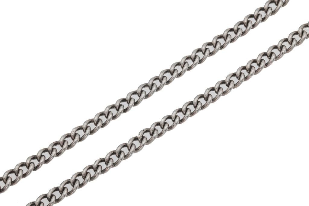 14" Edwardian Silver Curb Choker Chain, Dog-Clip Clasp (20.9g)