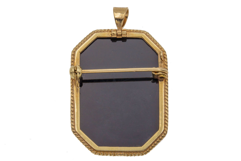 9ct Gold Agate Cameo Brooch Pendant
