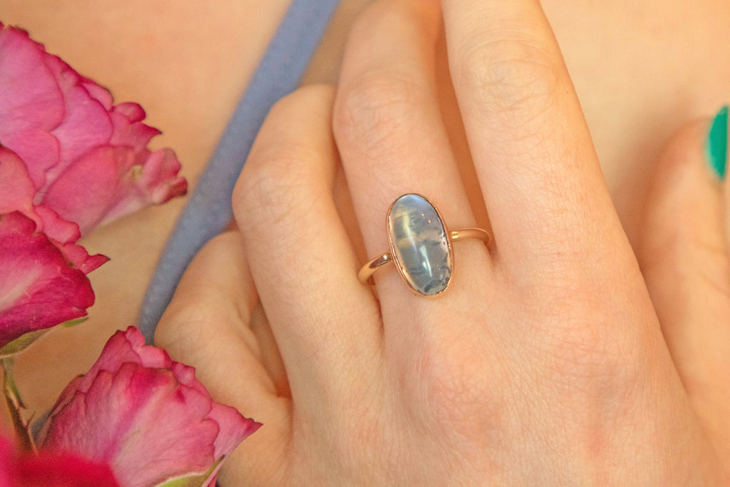 Antique 9ct Gold Oval Moonstone Ring, 3.90ct