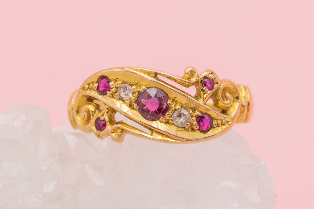 Antique 18ct Gold Ruby & Diamond Ring