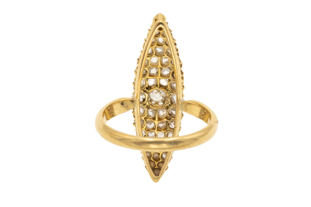 Large Victorian 18ct Gold Navette Diamond Ring, 0.75ct