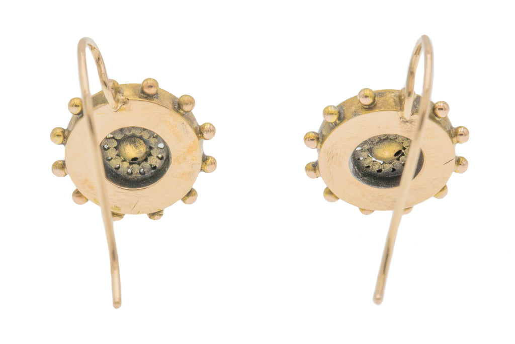 Antique 14ct Gold Pearl 'Ship's Wheel' Earrings