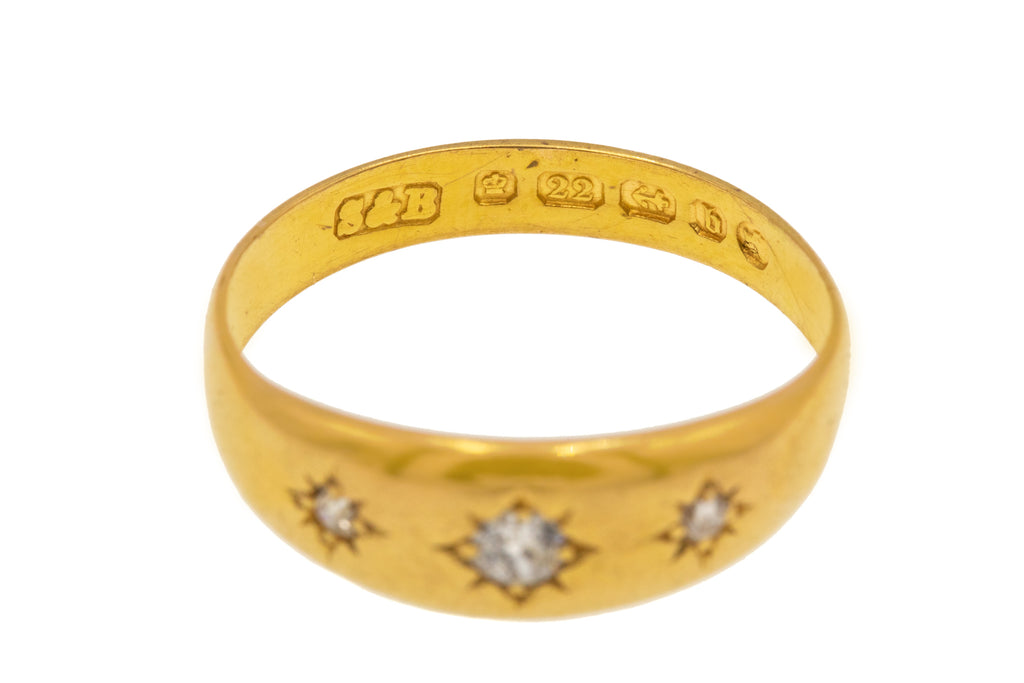 Victorian 22ct Gold Diamond Star-Set "Gypsy" Ring