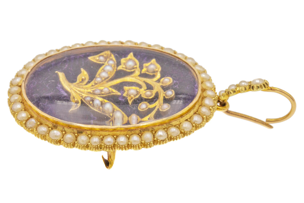 Antique 15ct Gold Pearl Snowdrop Locket Pendant