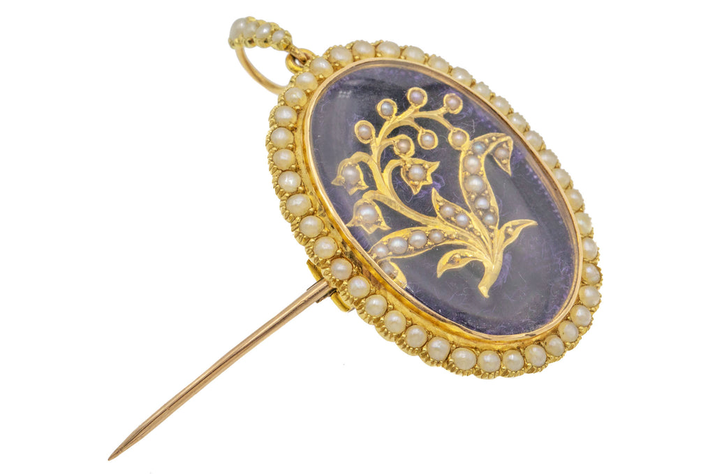 Antique 15ct Gold Pearl Snowdrop Locket Pendant