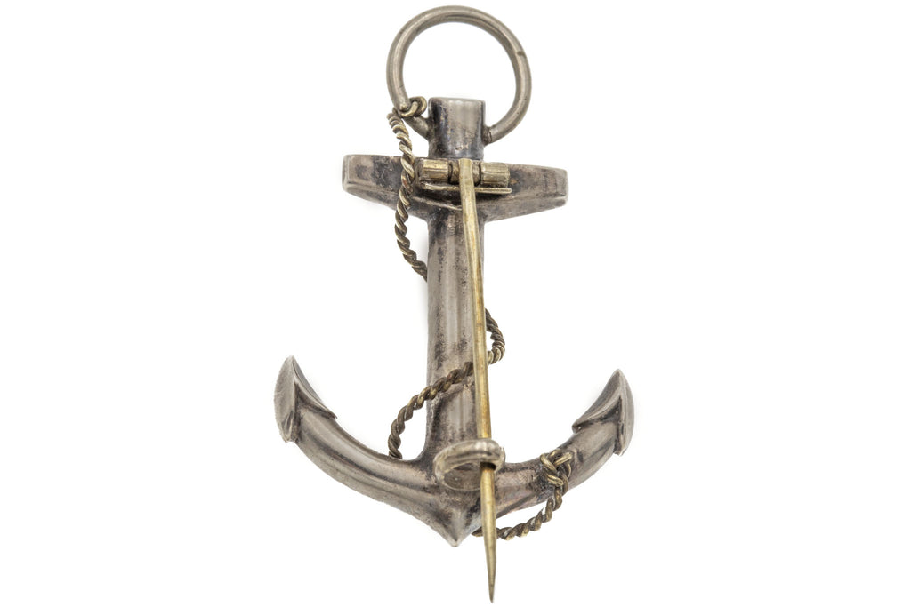 Victorian Silver Scottish Agate Anchor Brooch