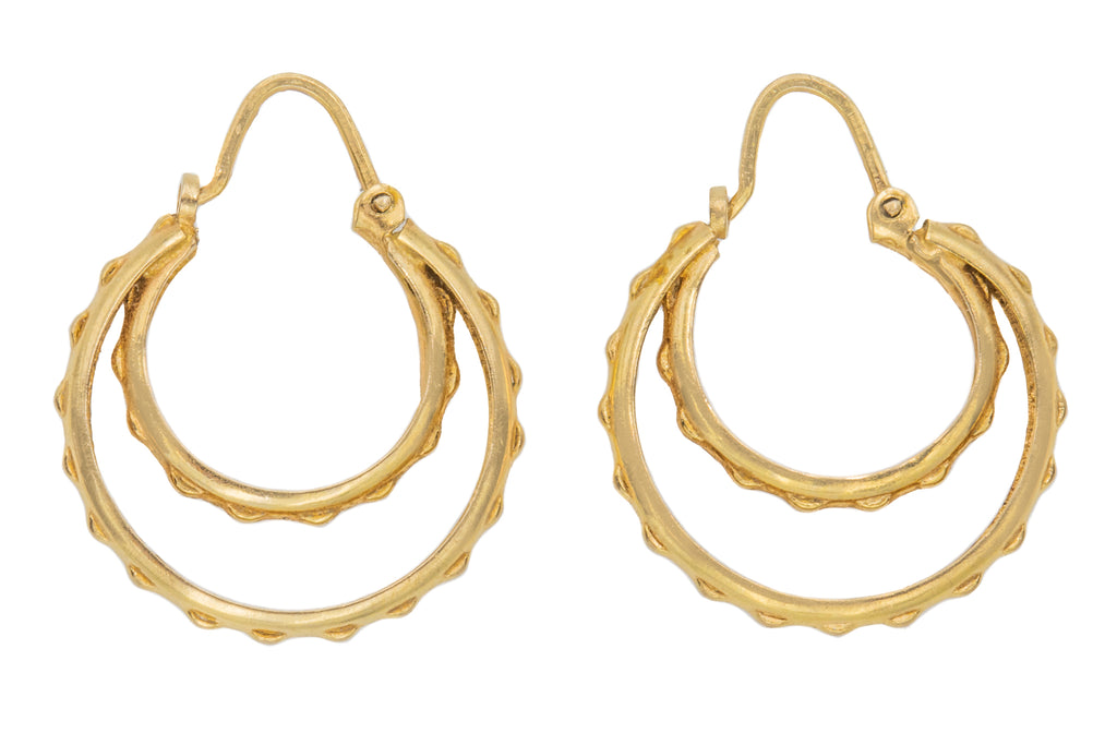 9ct Gold Double Crescent Hoop Earrings