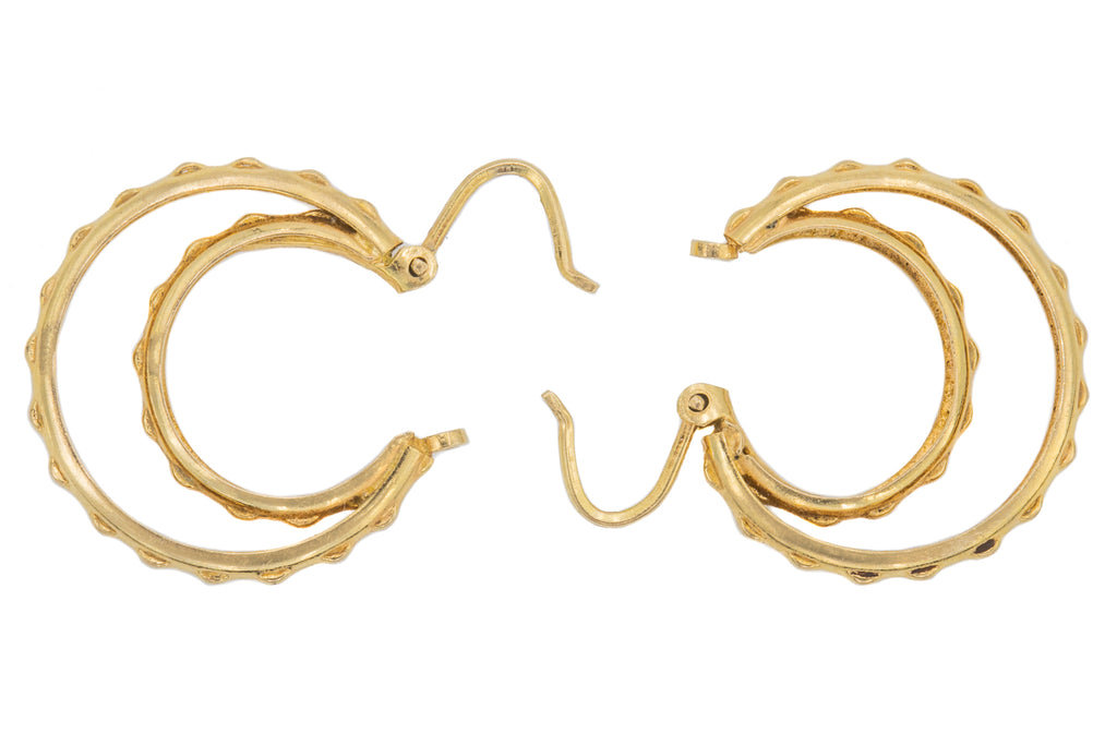 9ct Gold Double Crescent Hoop Earrings