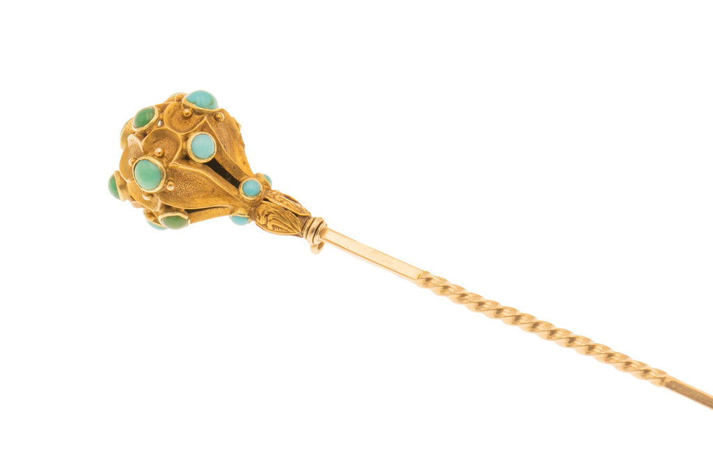 Victorian 15ct Gold Turquoise Stick Pin