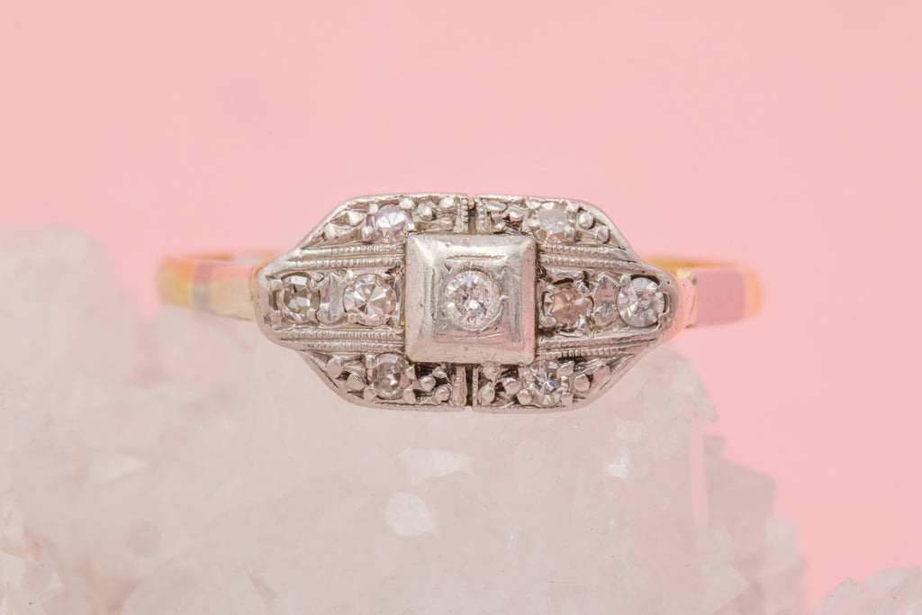 Art Deco Platinum 18ct Gold Diamond Ring
