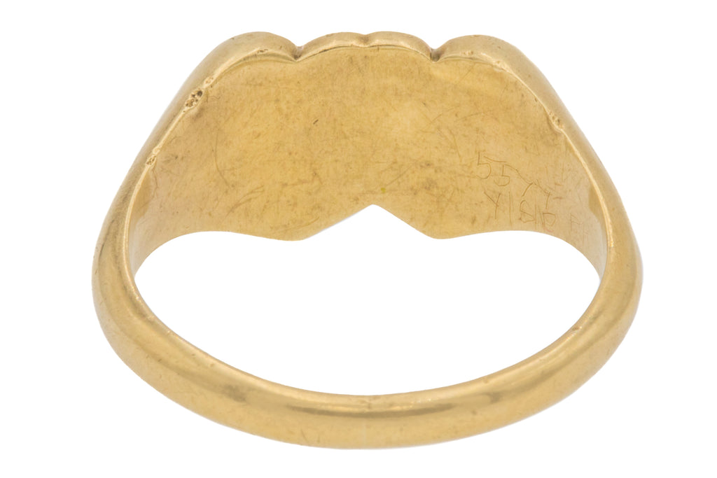9ct Gold Double Heart Signet Ring, "CW" Initials