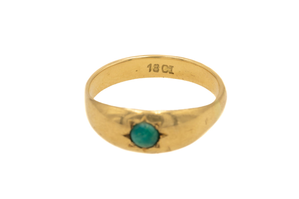 Victorian 18ct Gold Turquoise "Gypsy" Star-Set Ring