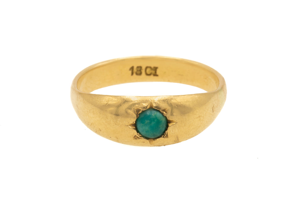 Victorian 18ct Gold Turquoise "Gypsy" Star-Set Ring