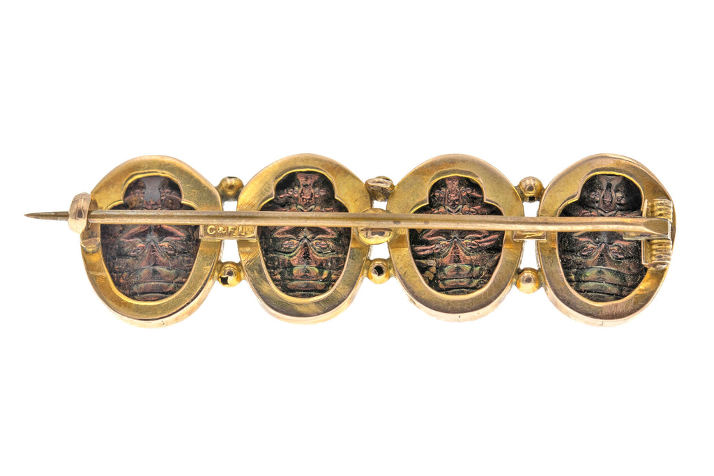 Victorian 9ct Gold Scarab Beetle Brooch