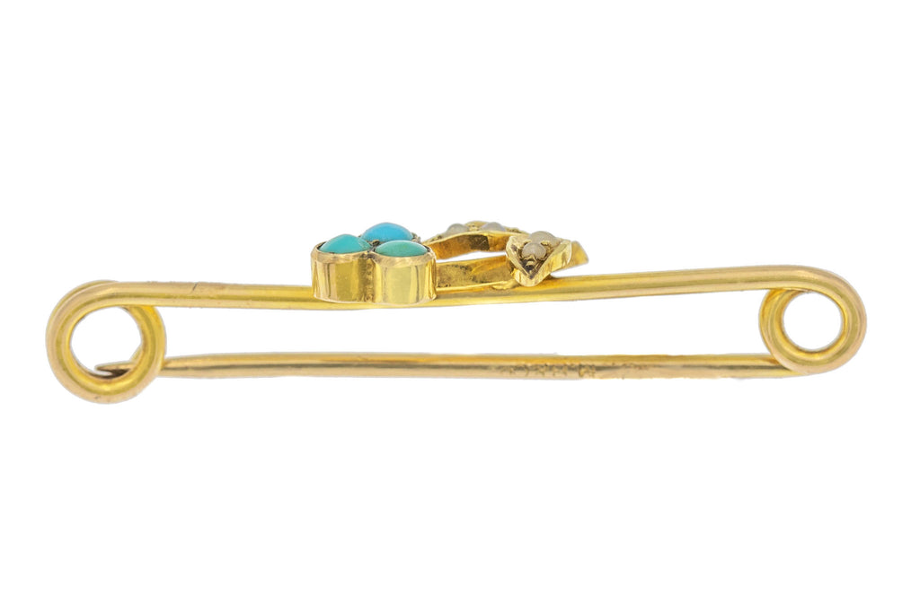 Murrle Bennett 9ct Gold Turquoise Pearl Stock Pin