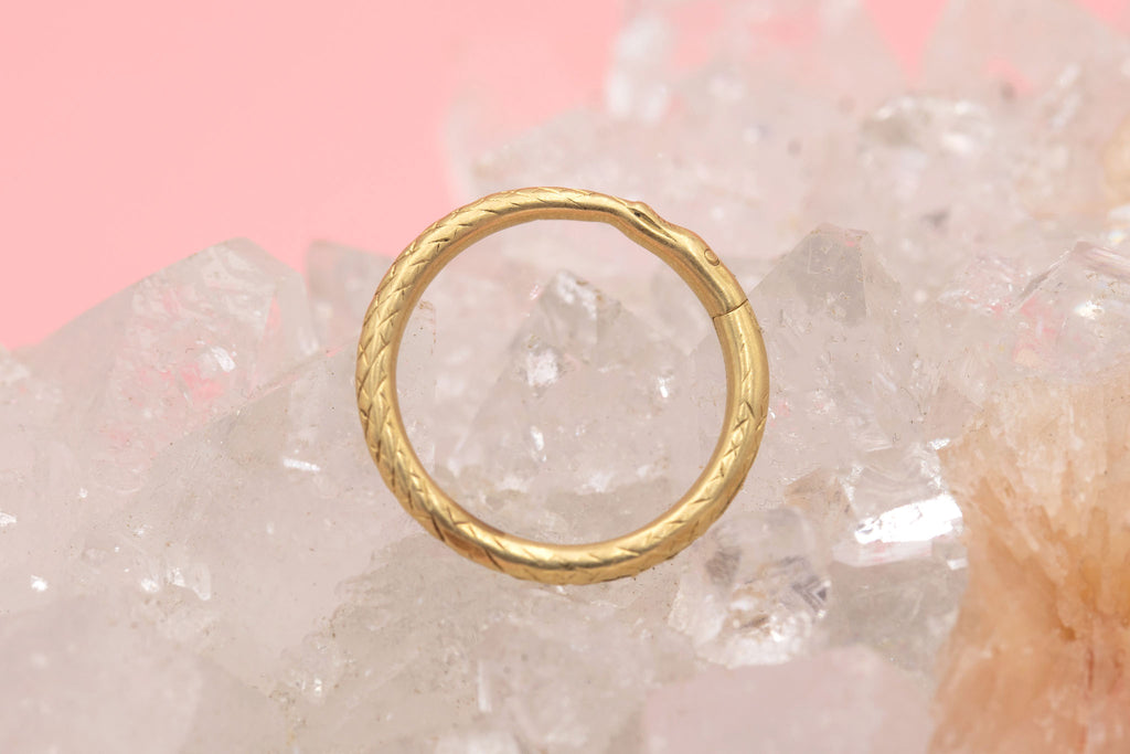 Rare 15ct Gold Ouroboros Snake Split Ring, 19.5mm